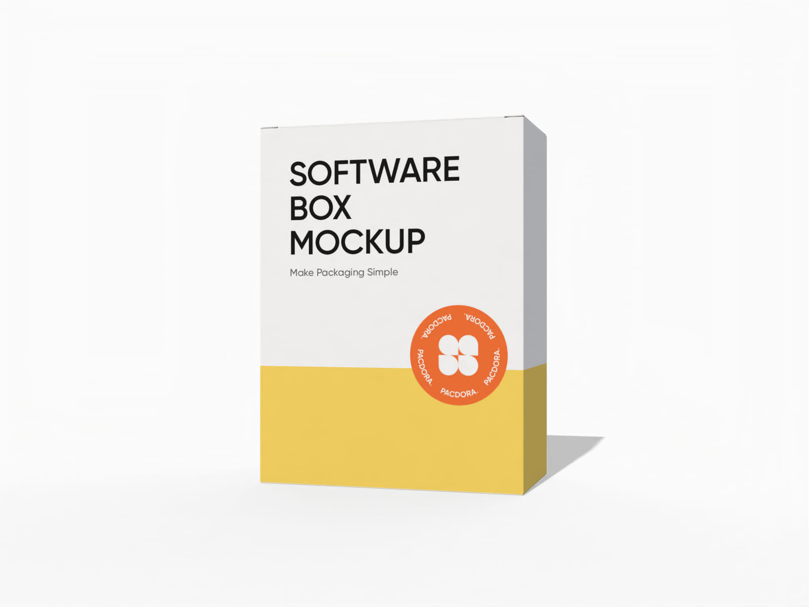 Mockup de caixa de software com fecho tuck end