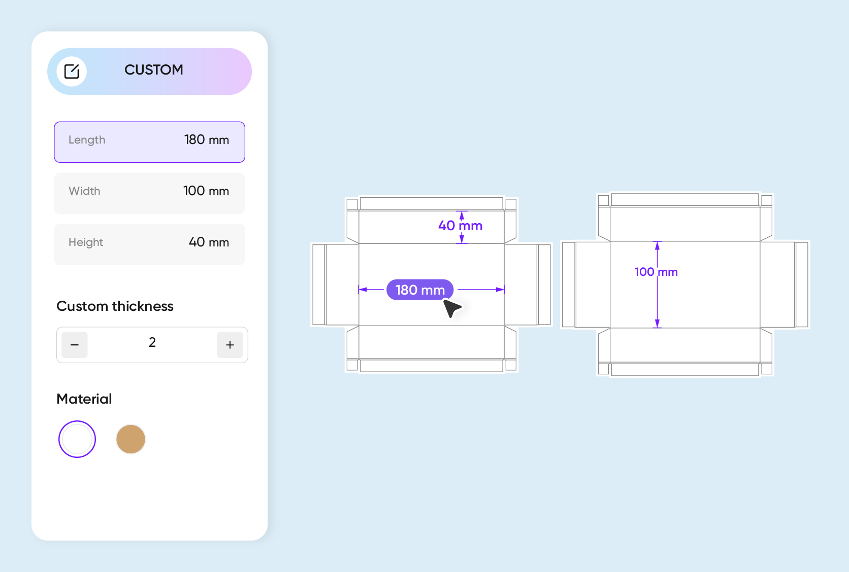 Vollständig anpassbare Optionen und 3D-Vorschau