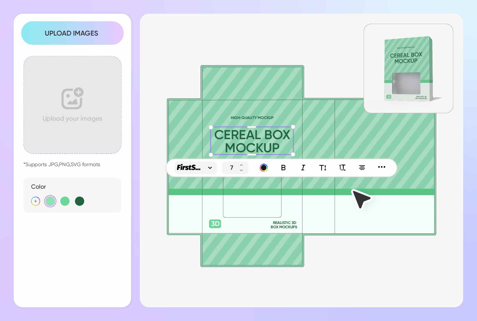 Lebensechtes und lebendiges Box-Mockup