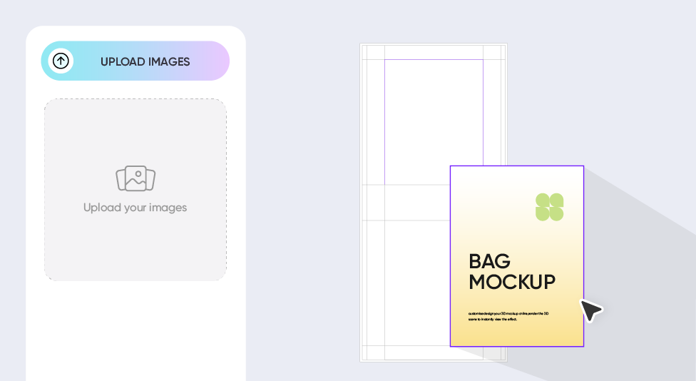 Laden Sie Ihre Taschen-Mockup-Designbilder hoch