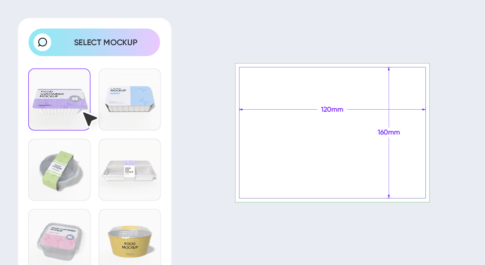 Wähle ein Lebensmittelverpackungs-Mockup aus