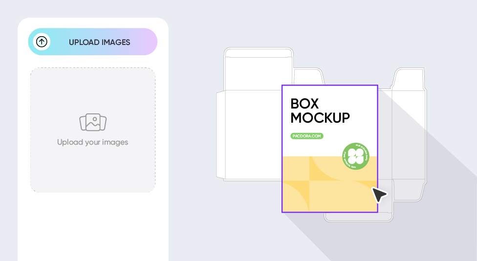 Box-Designbild hochladen und Details anpassen