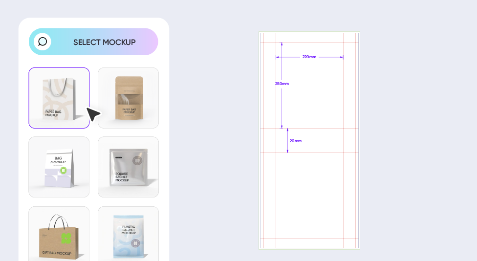 Wählen Sie ein Taschen-Mockup aus