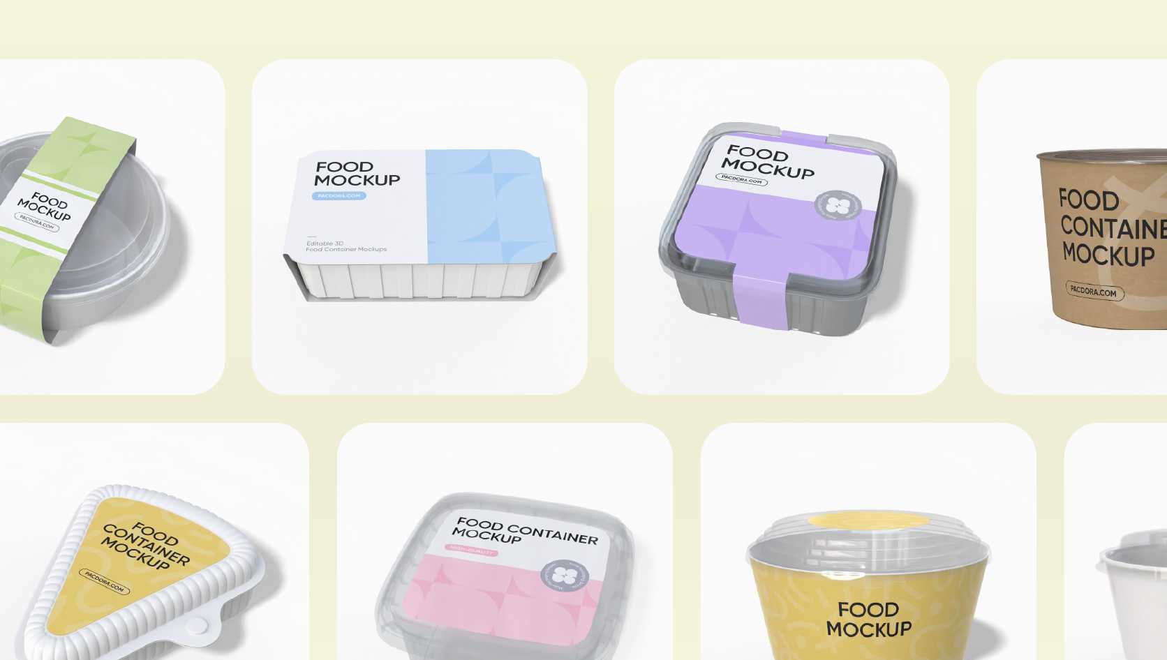 Cobertura completa das categorias de mockup de alimentos