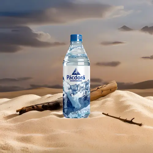 Uma garrafa de água no deserto